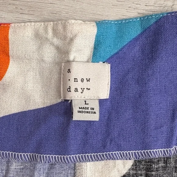 Linen blend Multicolor Print Sundress size L - Picture 2 of 5